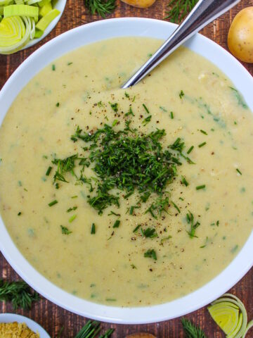 Vegan potato leek soup cover photo