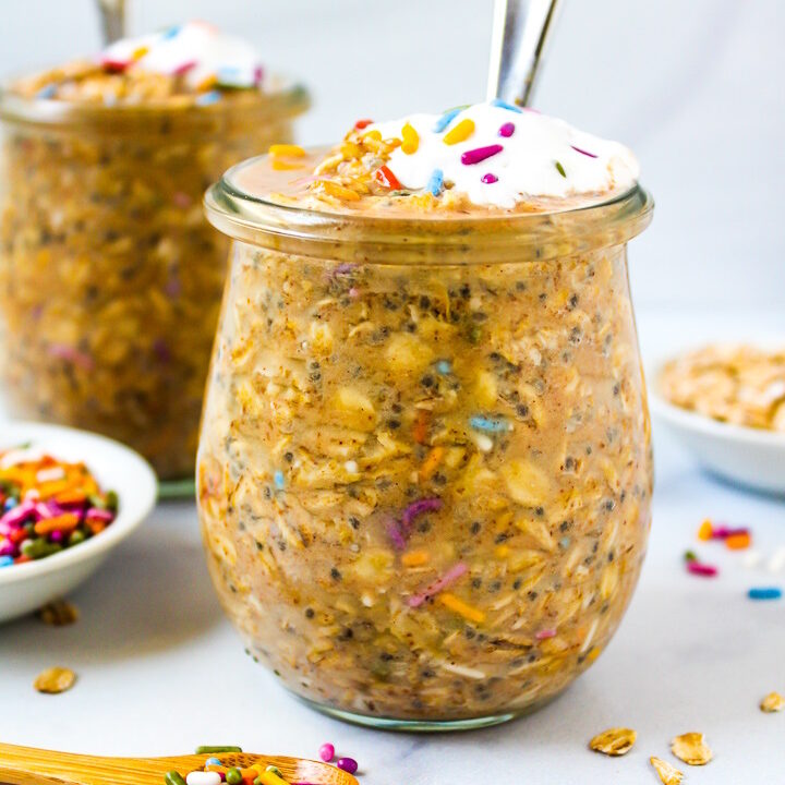 Birthday Cake Overnight Oats (Vegan!) - The Garden Grazer