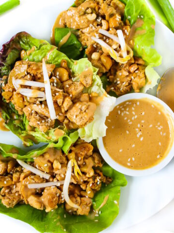 Vegan cashew tofu lettuce cups cover photo