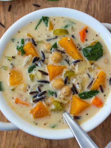 Creamy butternut squash wild rice soup cover photo