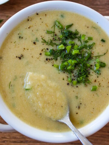 Vegan potato leek soup cover photo