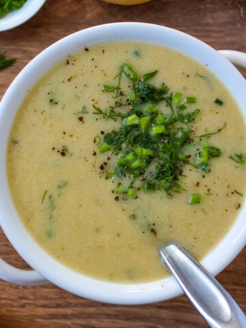 Vegan potato leek soup cover photo